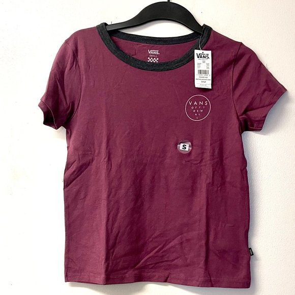 NWT! Vans Woman Ring Around Tee Maroon/Small - Picture 2 of 7
